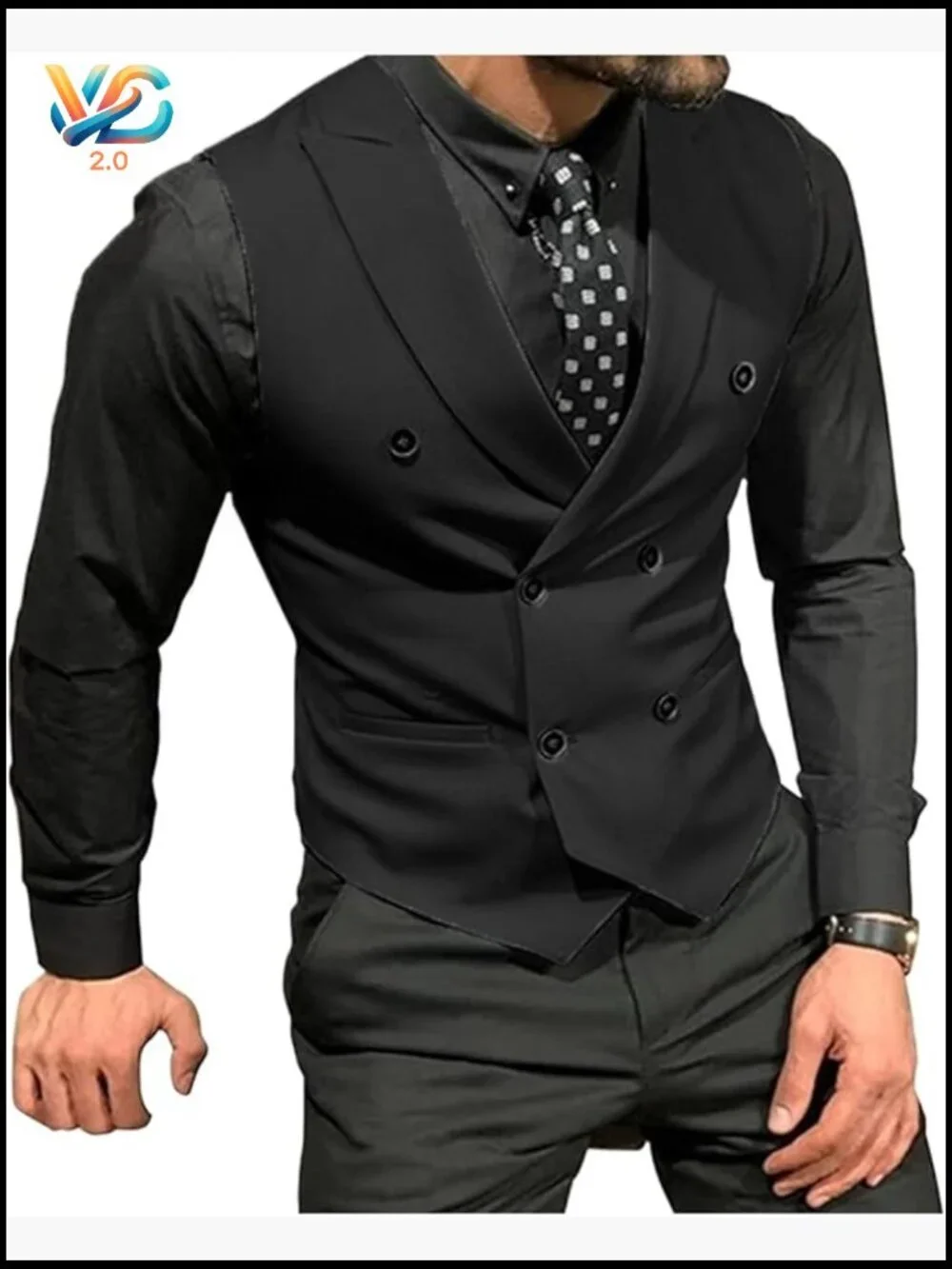 Men's Slim Fit Double Breasted Vest for Wedding Business Casual